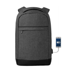 Mochila para Computador Portátil com USB - Cinzento