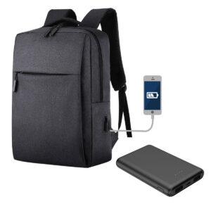 Mochila para Computador Portátil com Powerbank incluído - Preta