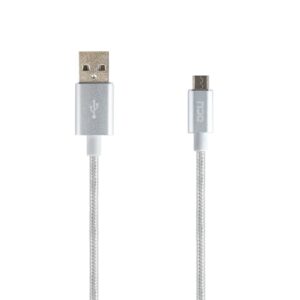 Cabo USB "A" Macho / Micro USB "B" Macho 1mt Prata Algodão