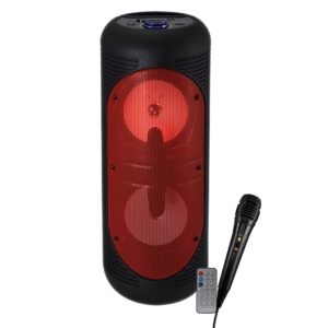 Coluna Portátil com 2 Woofers, USB, Bluetooth e 1 Micro - Vermelho