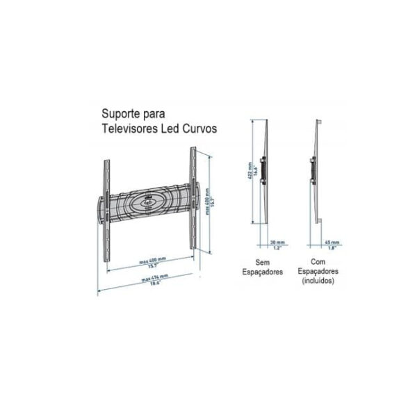 Suporte LED 32-80" Fixo Vesa máx 400 - Preto Curvo - Image 2
