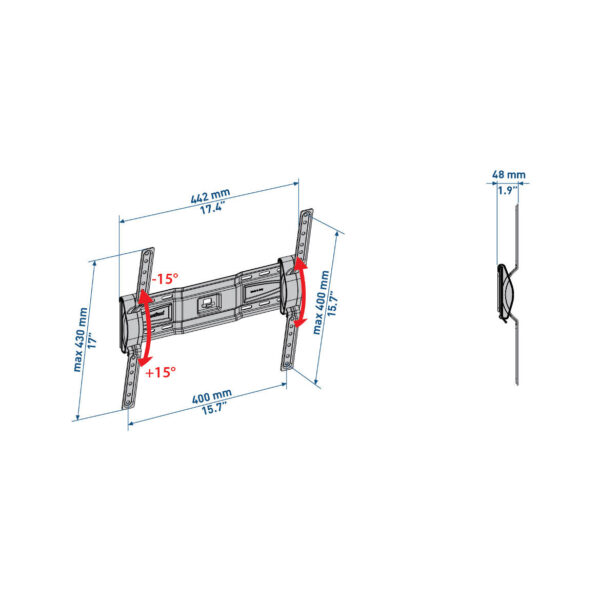 Suporte LCD/LED 40-65" Inclinável Vesa 200-300-400 ET400 - Image 2