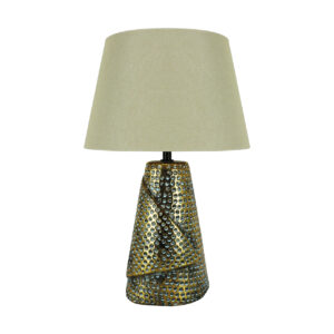 Candeeiro Mesa Decorativo - MAGDA Branco/Dourado