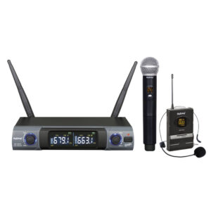 Microfones de Cabeça e Mão sem Fios com Receptor UHF