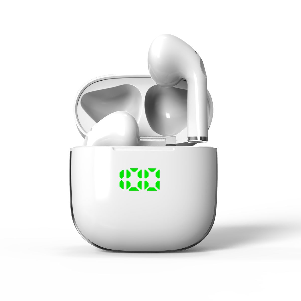 Auriculares Bluetooth com Display de Nível de Carga - Branco