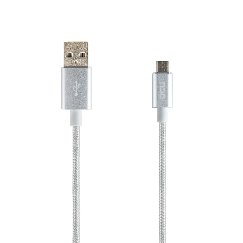 Cabo USB "A" Macho / Micro USB "B" Macho 1mt Prata Algodão