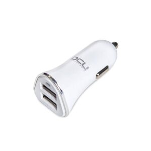 Alimentador Isqueiro DC5V 4,2A 2xUSB Aluminio - Branco
