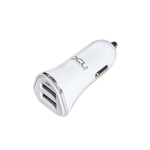 Alimentador Isqueiro DC5V 4,2A 2xUSB Aluminio - Branco