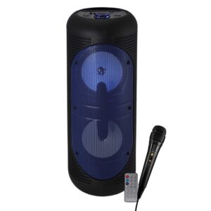 Coluna Portátil com 2 Woofers, USB, Bluetooth e 1 Micro - Azul
