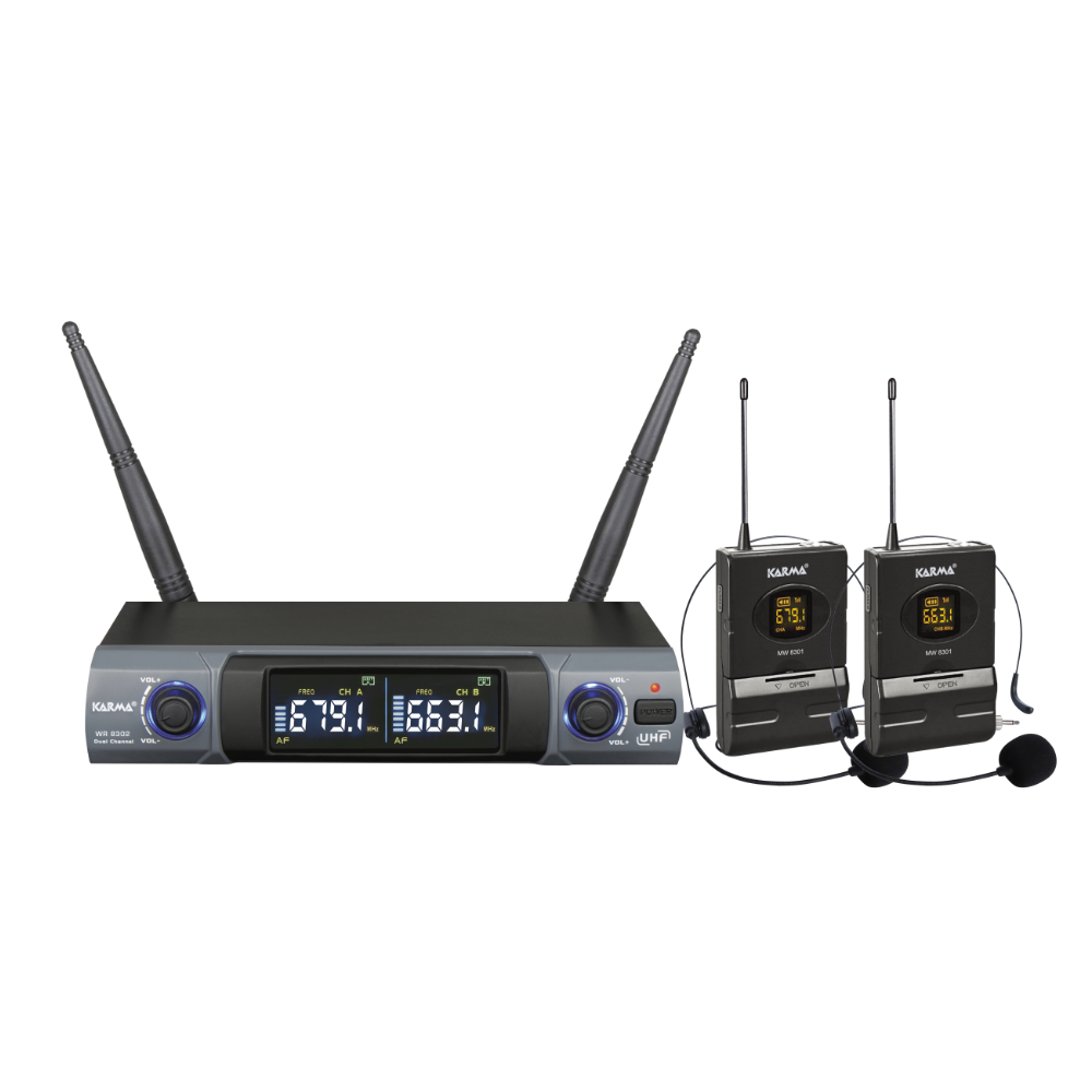 Microfones de Cabeça sem Fios com Receptor UHF