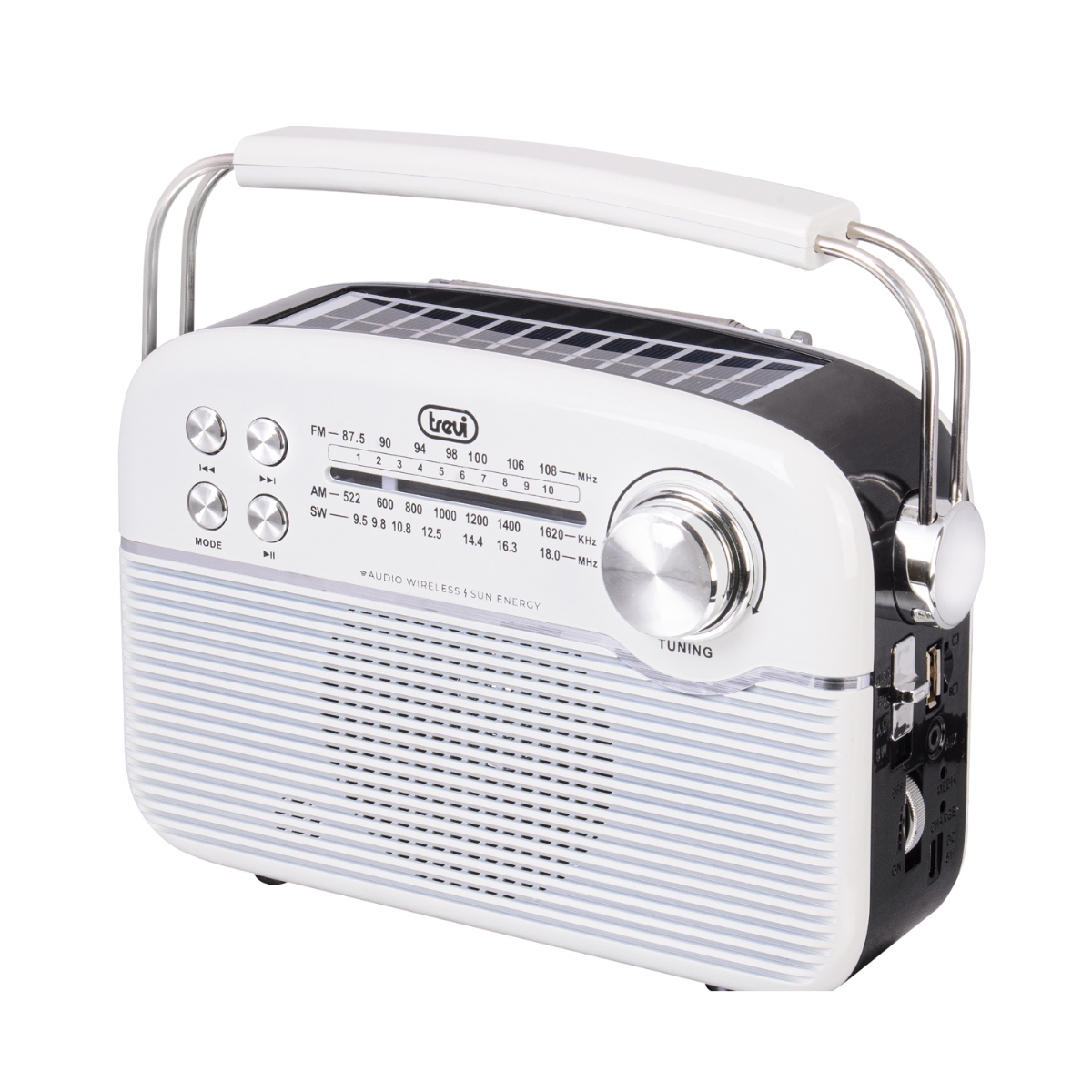 Rádio Solar FM Portátil c/ BT/USB/SD - RA 7F50 BT - Branco