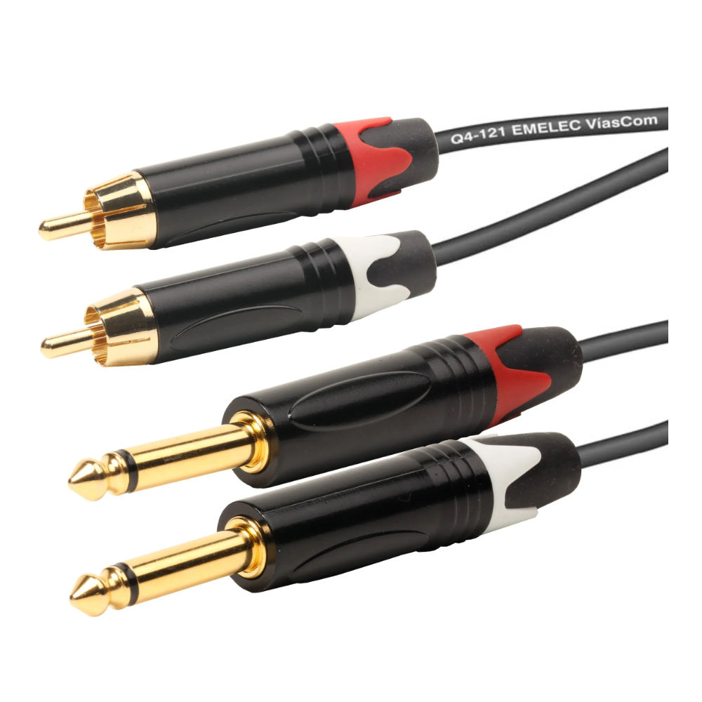 Cabo RCA montado 2 RCA M / 2 Jacks 6.3 M mono