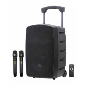 Coluna Portátil 12" 120W USB/MP3/BT/LED + 2 Microfone VHF