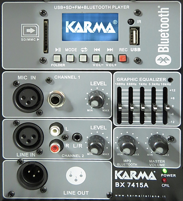 Coluna Activa 15" 450W máx USB/Bluetooth/FM/REC (c/ Speakon) - Image 3