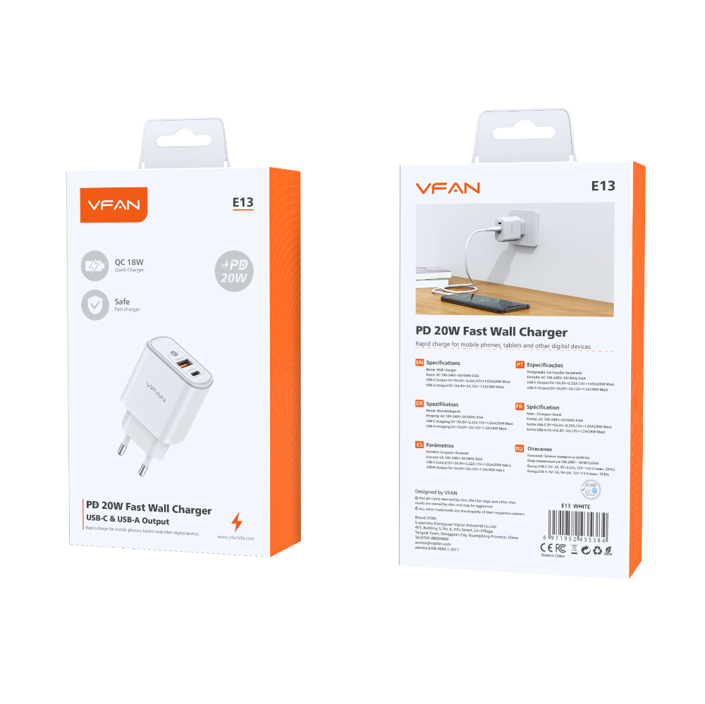 Alimentador AC230V/DC5V USB + USB-C 20W Quick Charge - Image 2