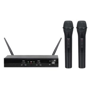 Microfone Mão s/ Fios (2 unid) + Receptor UHF