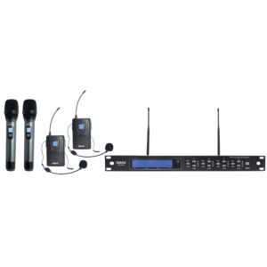 Microfone Mesa + Mão s/ Fios (2+2 unid) + Receptor UHF