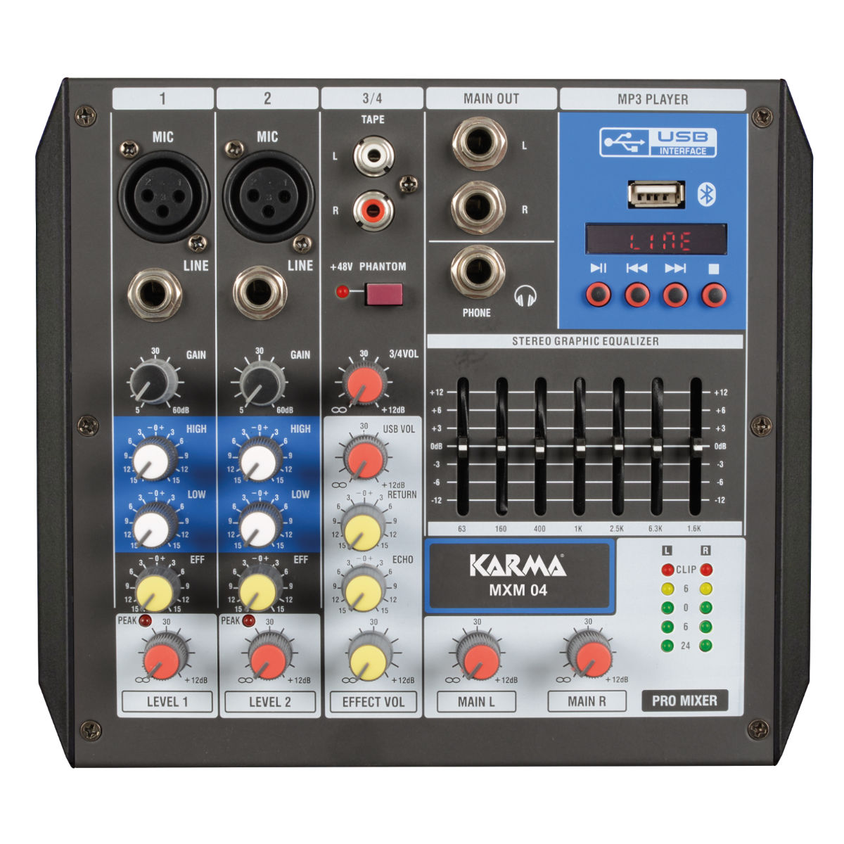 Mesa Mistura 4 Canais com USB e Bluetooth