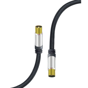 Cabo TV Macho / TV Fêmea Dourado 1,5m - Preto