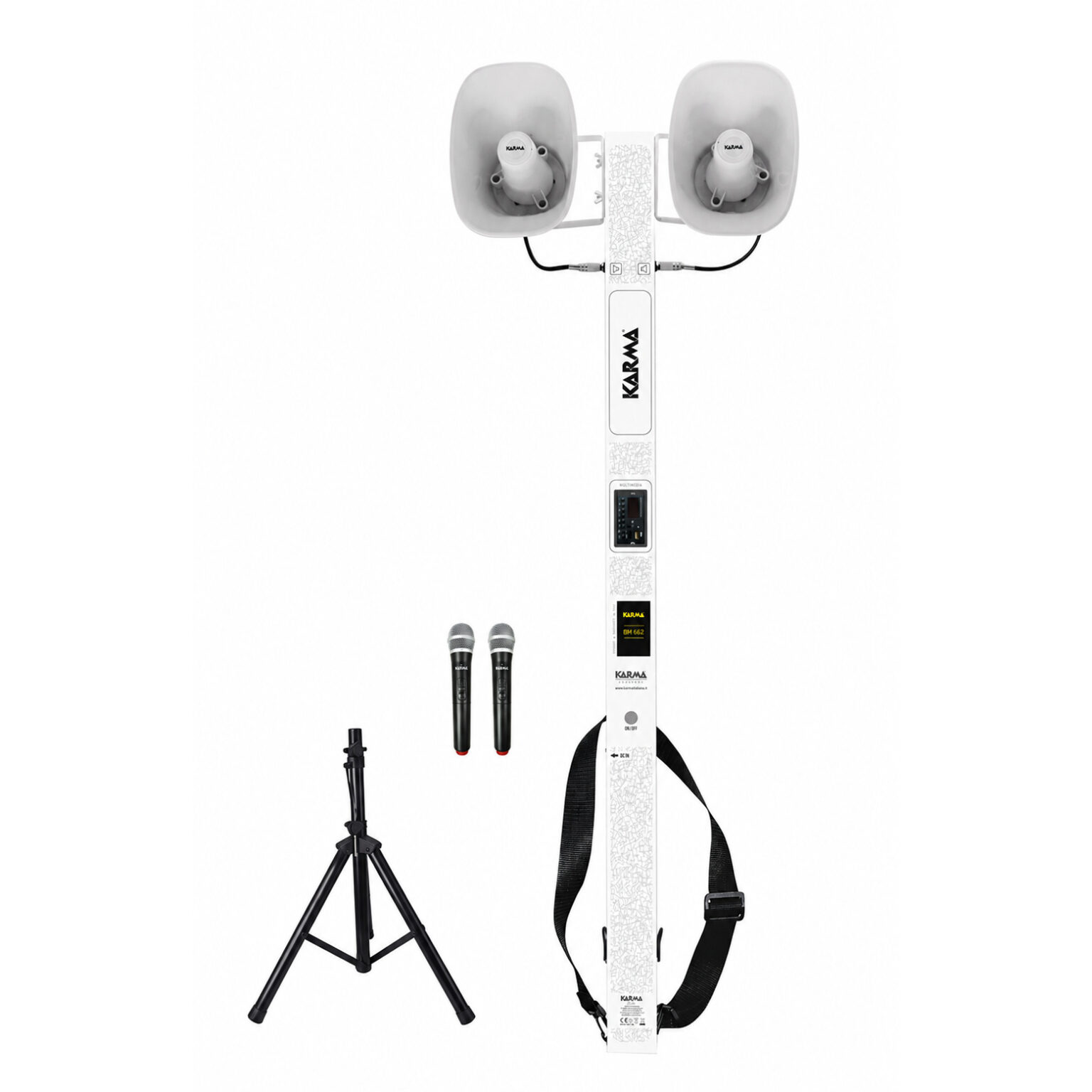 Sistema Sonorização Portátil 2 Microfones UHF / 2 Cornetas - Image 2